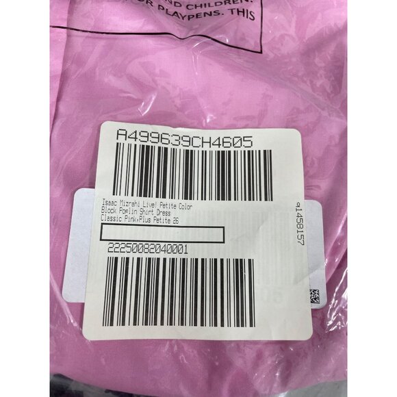 Isaac Mizrahi Live Color Block Poplin Dress Plus Petite Size 26 Classic Pink NEW - Picture 2 of 6